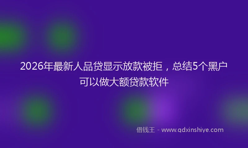 2026年最新人品贷显示放款被拒，总结5个黑户可以做大额贷款软件