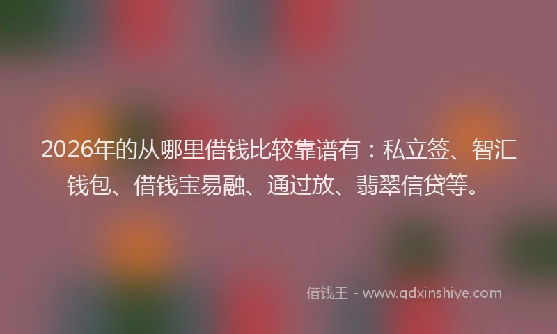 2026年的从哪里借钱比较靠谱有:私立签、智汇钱包、借钱宝易融、通过放、翡翠信贷等。