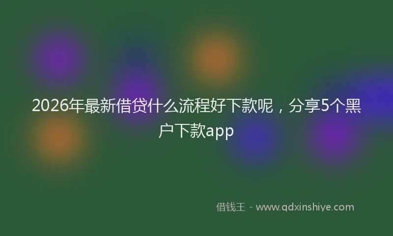 2026年最新借贷什么流程好下款呢,分享5个黑户下款app