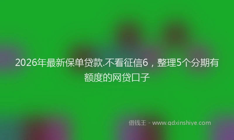 2026年最新保单贷款.不看征信6，整理5个分期有额度的网贷口子