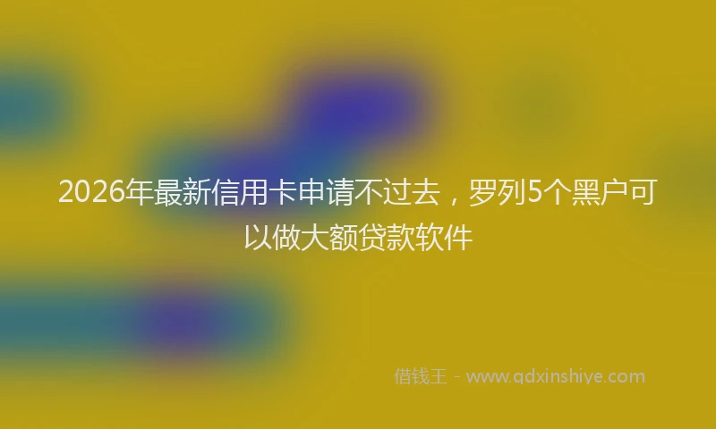 2026年最新信用卡申请不过去,罗列5个黑户可以做大额贷款软件