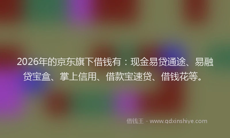 2026年的京东旗下借钱有:现金易贷通途、易融贷宝盒、掌上信用、借款宝速贷、借钱花等。