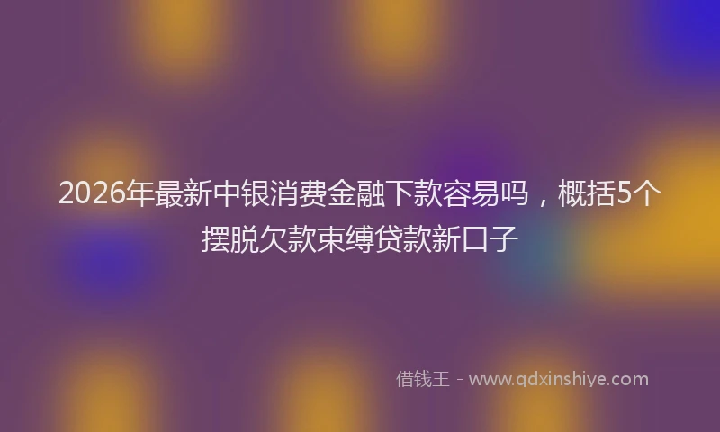 2026年最新中银消费金融下款容易吗，概括5个摆脱欠款束缚贷款新口子
