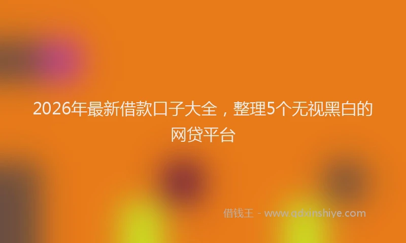 2026年最新借款口子大全，整理5个无视黑白的网贷平台