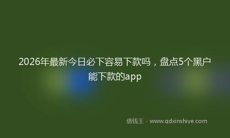 2026年最新今日必下容易下款吗，盘点5个黑户能下款的app