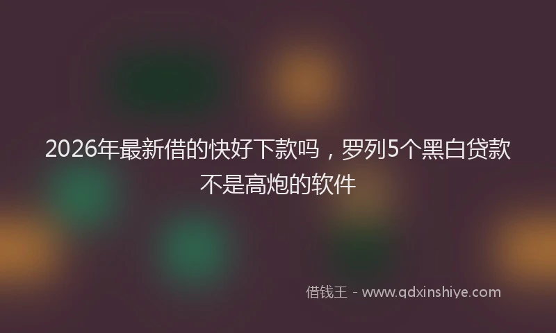 2026年最新借的快好下款吗，罗列5个黑白贷款不是高炮的软件