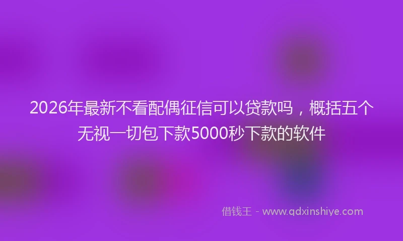 2026年最新不看配偶征信可以贷款吗,概括五个无视一切包下款5000秒下款的软件