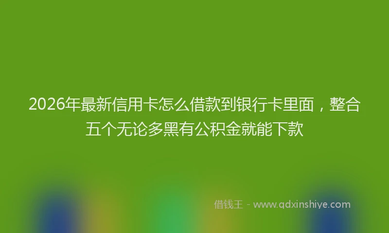 2026年最新信用卡怎么借款到银行卡里面，整合五个无论多黑有公积金就能下款