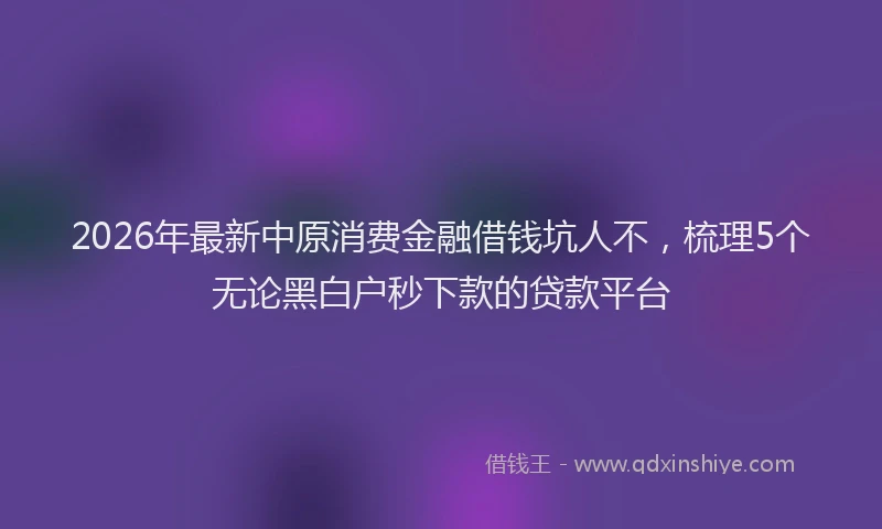 2026年最新中原消费金融借钱坑人不，梳理5个无论黑白户秒下款的贷款平台