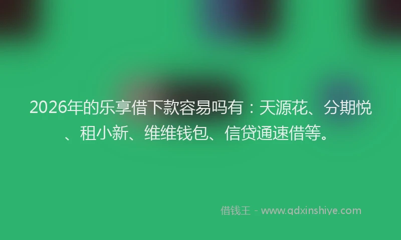 2026年的乐享借下款容易吗有：天源花、分期悦、租小新、维维钱包、信贷通速借等。