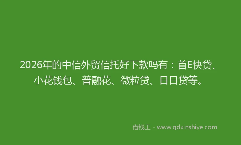 2026年的中信外贸信托好下款吗有:首E快贷、小花钱包、普融花、微粒贷、日日贷等。