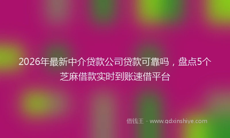 2026年最新中介贷款公司贷款可靠吗，盘点5个芝麻借款实时到账速借平台