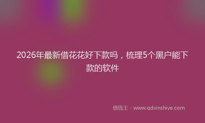 2026年最新借花花好下款吗，梳理5个黑户能下款的软件