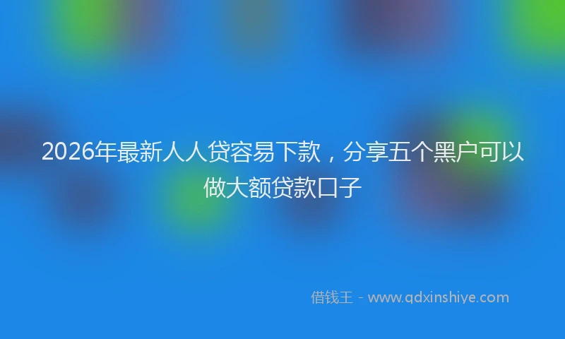 2026年最新人人贷容易下款，分享五个黑户可以做大额贷款口子