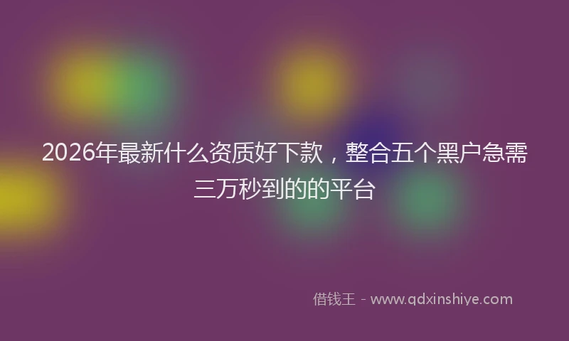 2026年最新什么资质好下款,整合五个黑户急需三万秒到的的平台