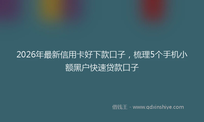 2026年最新信用卡好下款口子,梳理5个手机小额黑户快速贷款口子