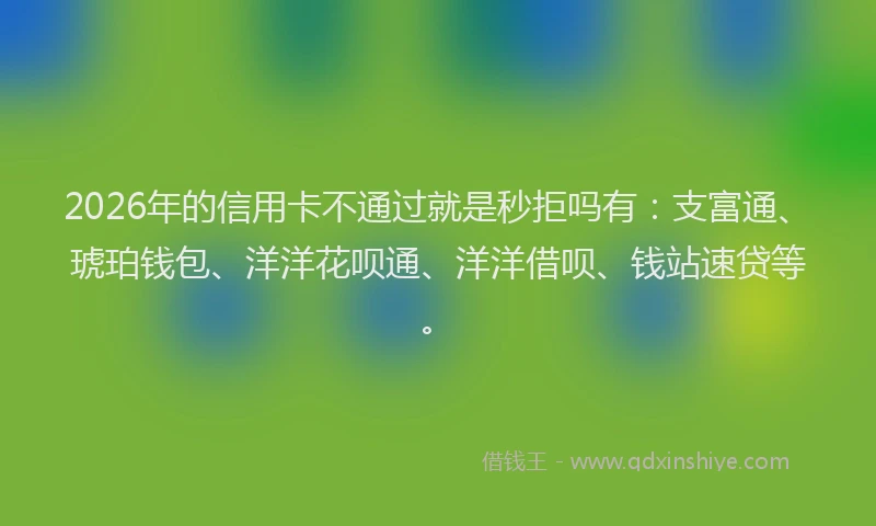 2026年的信用卡不通过就是秒拒吗有：支富通、琥珀钱包、洋洋花呗通、洋洋借呗、钱站速贷等。