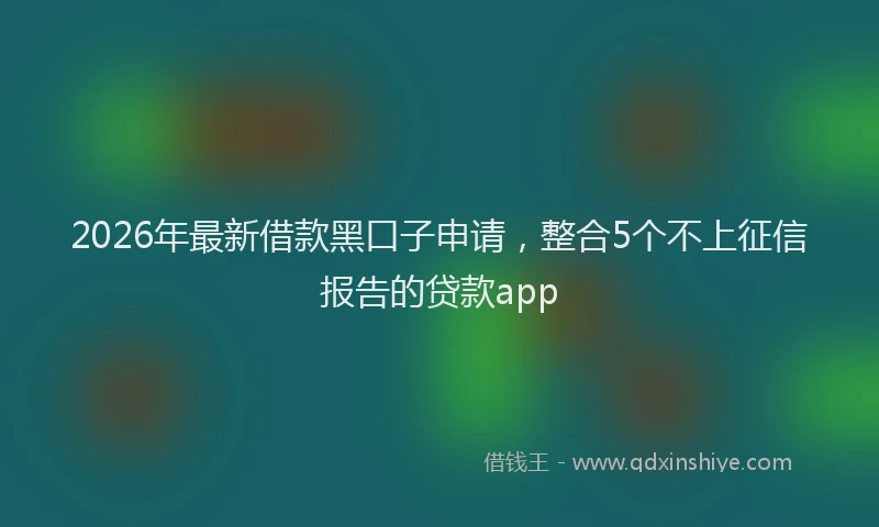 2026年最新借款黑口子申请，整合5个不上征信报告的贷款app