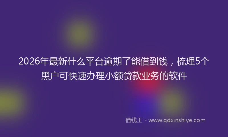 2026年最新什么平台逾期了能借到钱，梳理5个黑户可快速办理小额贷款业务的软件