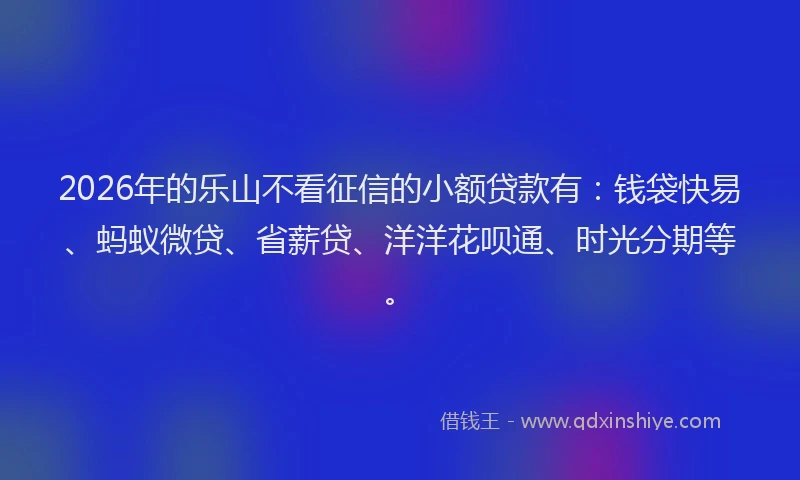 2026年的乐山不看征信的小额贷款有：钱袋快易、蚂蚁微贷、省薪贷、洋洋花呗通、时光分期等。