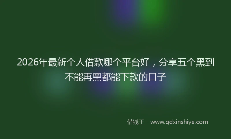 2026年最新个人借款哪个平台好，分享五个黑到不能再黑都能下款的口子