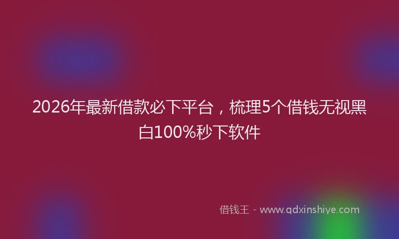 2026年最新借款必下平台,梳理5个借钱无视黑白100%秒下软件