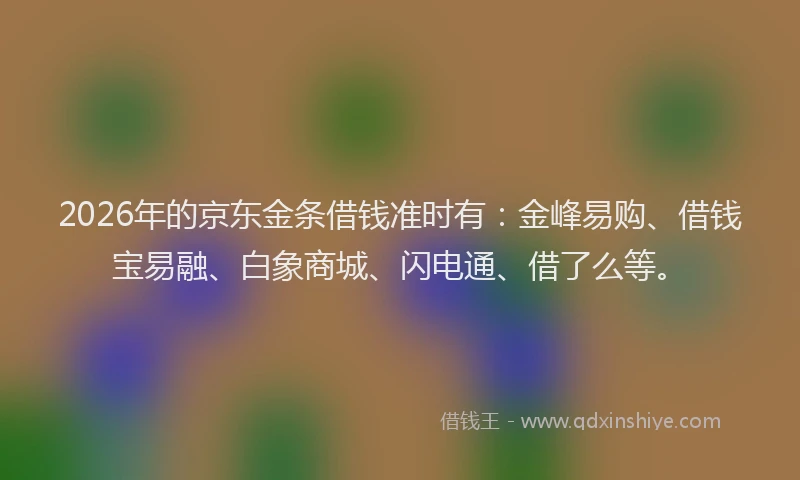 2026年的京东金条借钱准时有：金峰易购、借钱宝易融、白象商城、闪电通、借了么等。