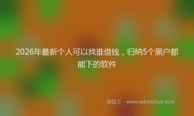 2026年最新个人可以找谁借钱,归纳5个黑户都能下的软件