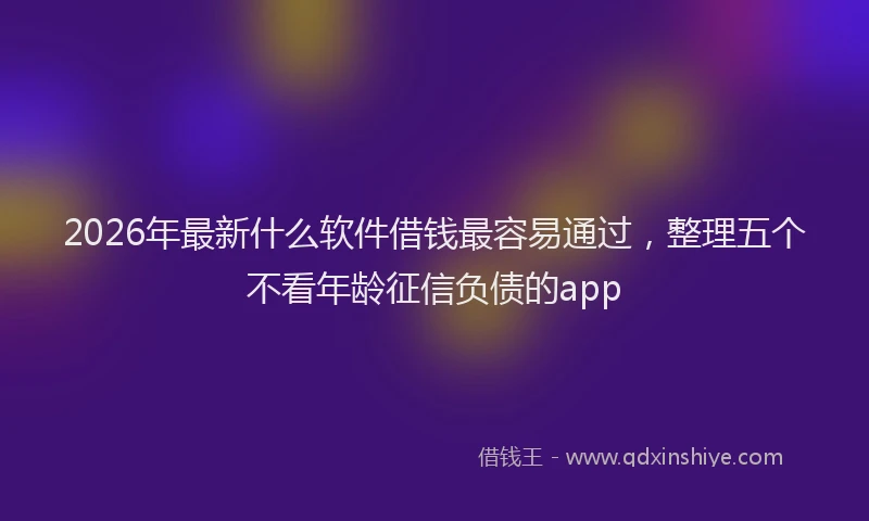 2026年最新什么软件借钱最容易通过，整理五个不看年龄征信负债的app