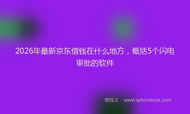 2026年最新京东借钱在什么地方，概括5个闪电审批的软件