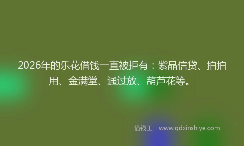 2026年的乐花借钱一直被拒有:紫晶信贷、拍拍用、金满堂、通过放、葫芦花等。