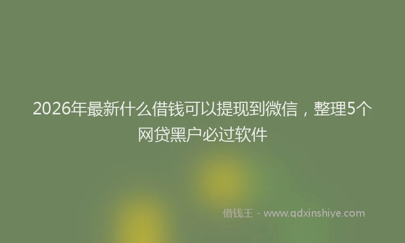 2026年最新什么借钱可以提现到微信,整理5个网贷黑户必过软件