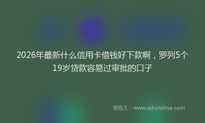 2026年最新什么信用卡借钱好下款啊，罗列5个19岁贷款容易过审批的口子