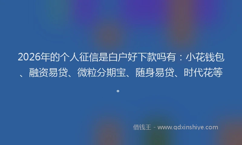 2026年的个人征信是白户好下款吗有：小花钱包、融资易贷、微粒分期宝、随身易贷、时代花等。