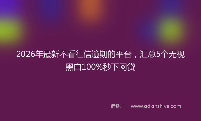 2026年最新不看征信逾期的平台，汇总5个无视黑白100%秒下网贷