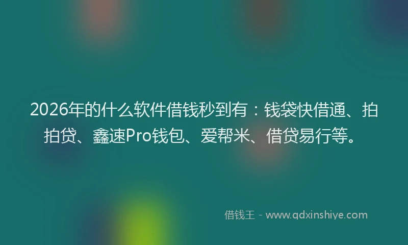 2026年的什么软件借钱秒到有:钱袋快借通、拍拍贷、鑫速Pro钱包、爱帮米、借贷易行等。