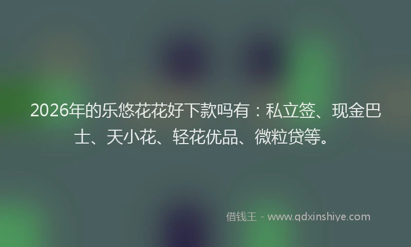 2026年的乐悠花花好下款吗有：私立签、现金巴士、天小花、轻花优品、微粒贷等。