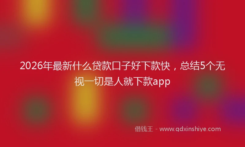 2026年最新什么贷款口子好下款快，总结5个无视一切是人就下款app
