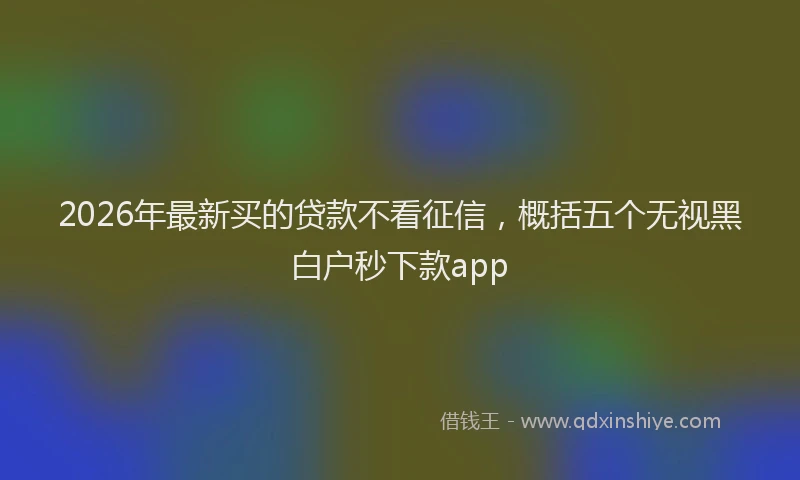 2026年最新买的贷款不看征信，概括五个无视黑白户秒下款app