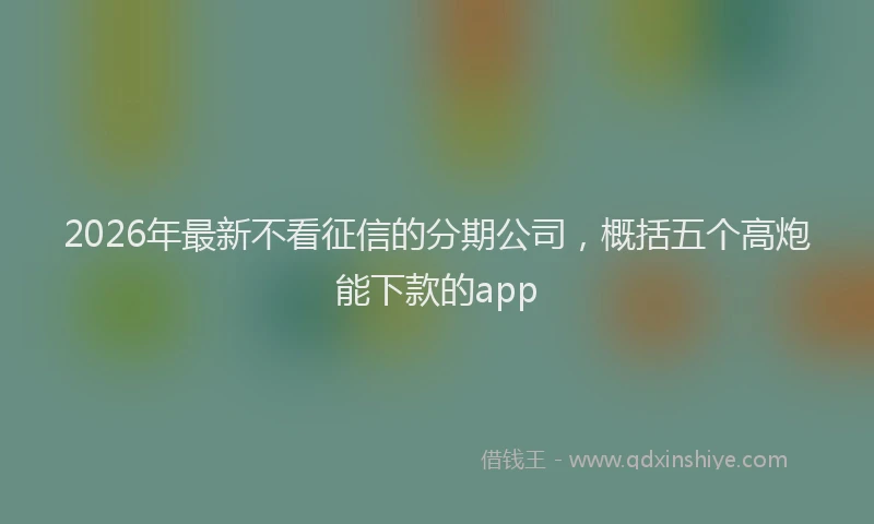 2026年最新不看征信的分期公司，概括五个高炮能下款的app