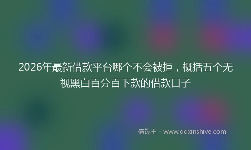 2026年最新借款平台哪个不会被拒，概括五个无视黑白百分百下款的借款口子