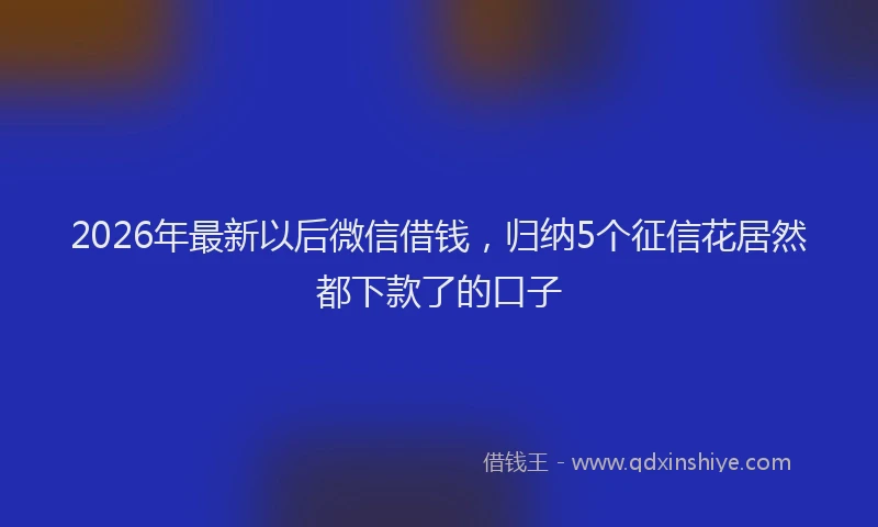2026年最新以后微信借钱，归纳5个征信花居然都下款了的口子