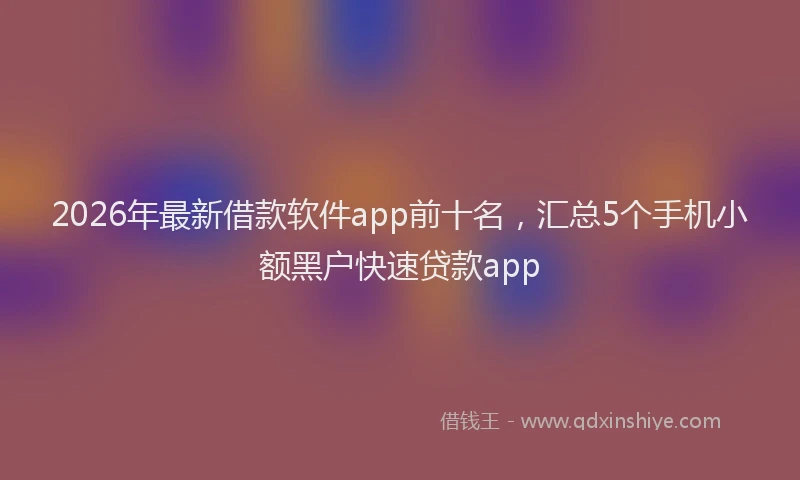 2026年最新借款软件app前十名，汇总5个手机小额黑户快速贷款app