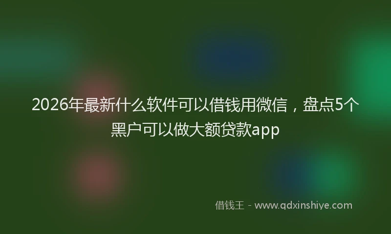 2026年最新什么软件可以借钱用微信，盘点5个黑户可以做大额贷款app