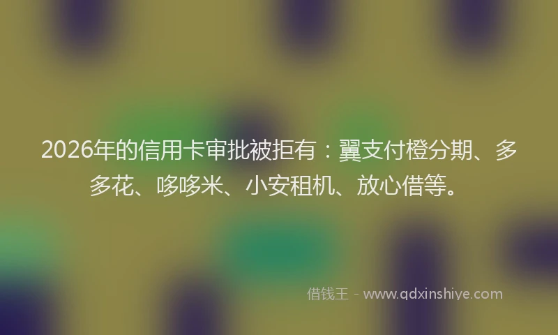 2026年的信用卡审批被拒有：翼支付橙分期、多多花、哆哆米、小安租机、放心借等。