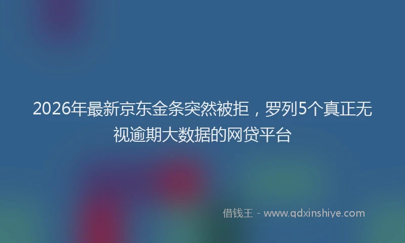 2026年最新京东金条突然被拒，罗列5个真正无视逾期大数据的网贷平台