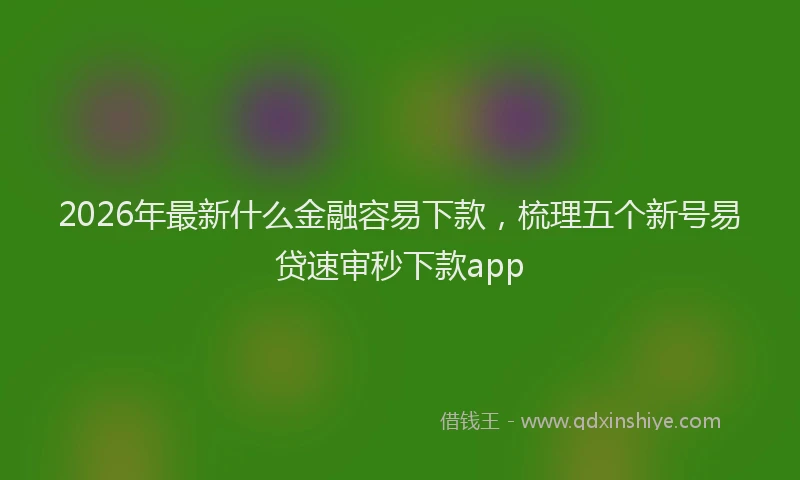 2026年最新什么金融容易下款，梳理五个新号易贷速审秒下款app