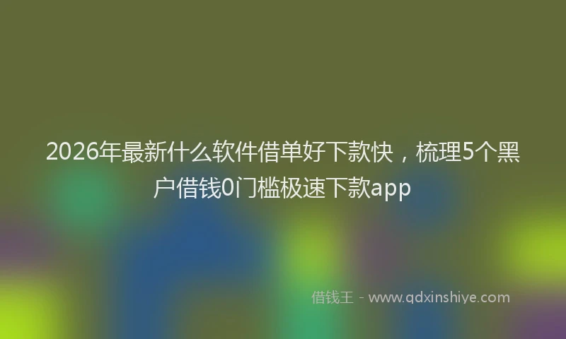 2026年最新什么软件借单好下款快,梳理5个黑户借钱0门槛极速下款app