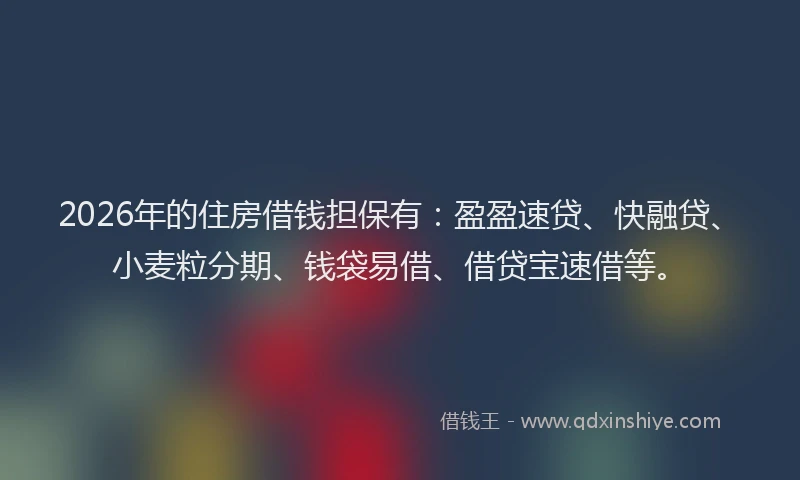 2026年的住房借钱担保有:盈盈速贷、快融贷、小麦粒分期、钱袋易借、借贷宝速借等。