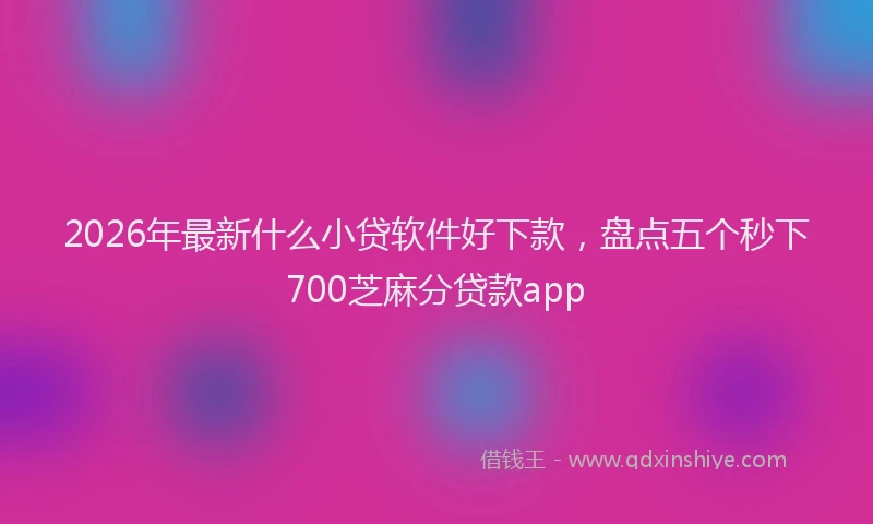 2026年最新什么小贷软件好下款，盘点五个秒下700芝麻分贷款app